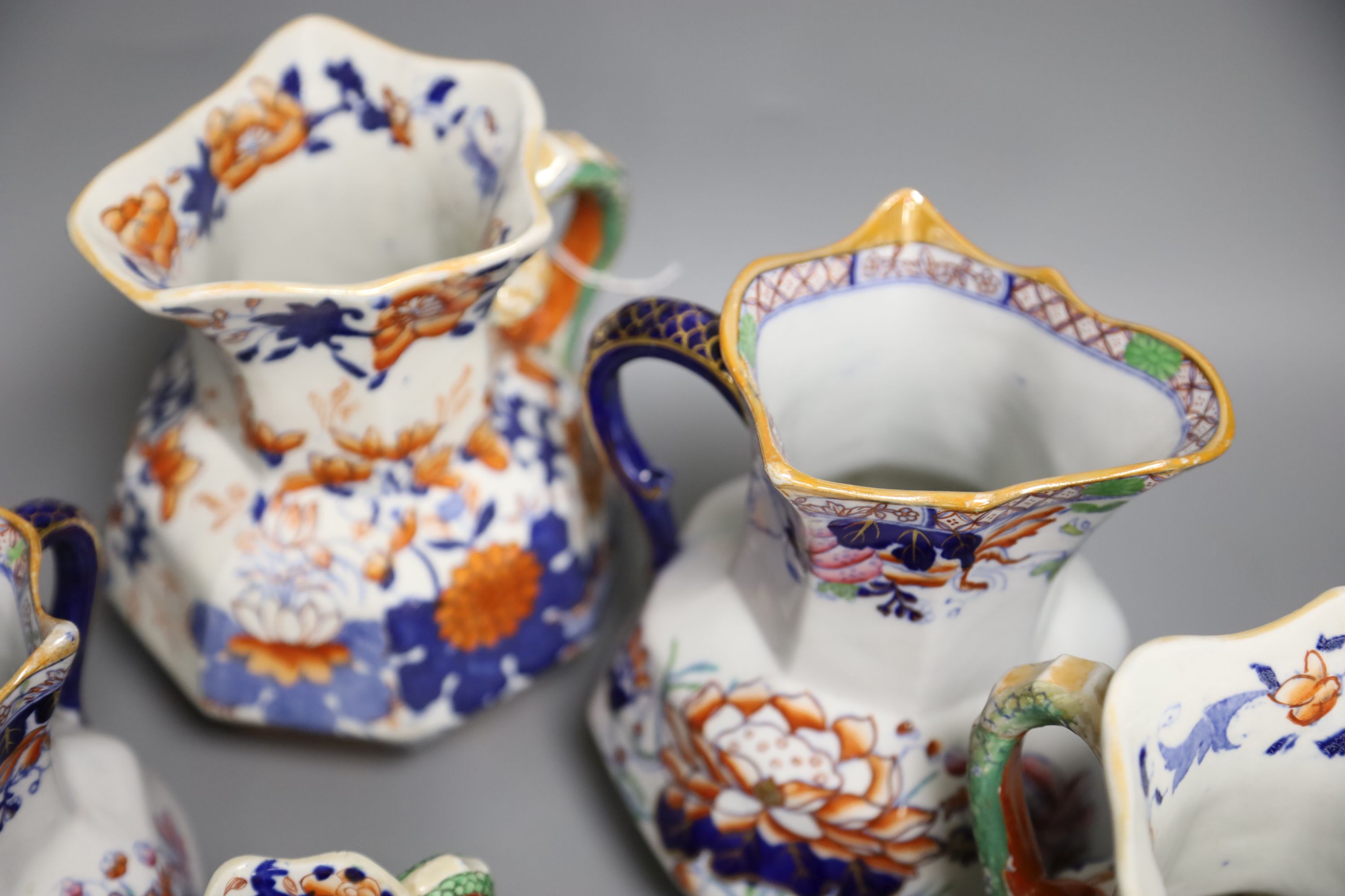 Six various 19th century Ironstone jugs